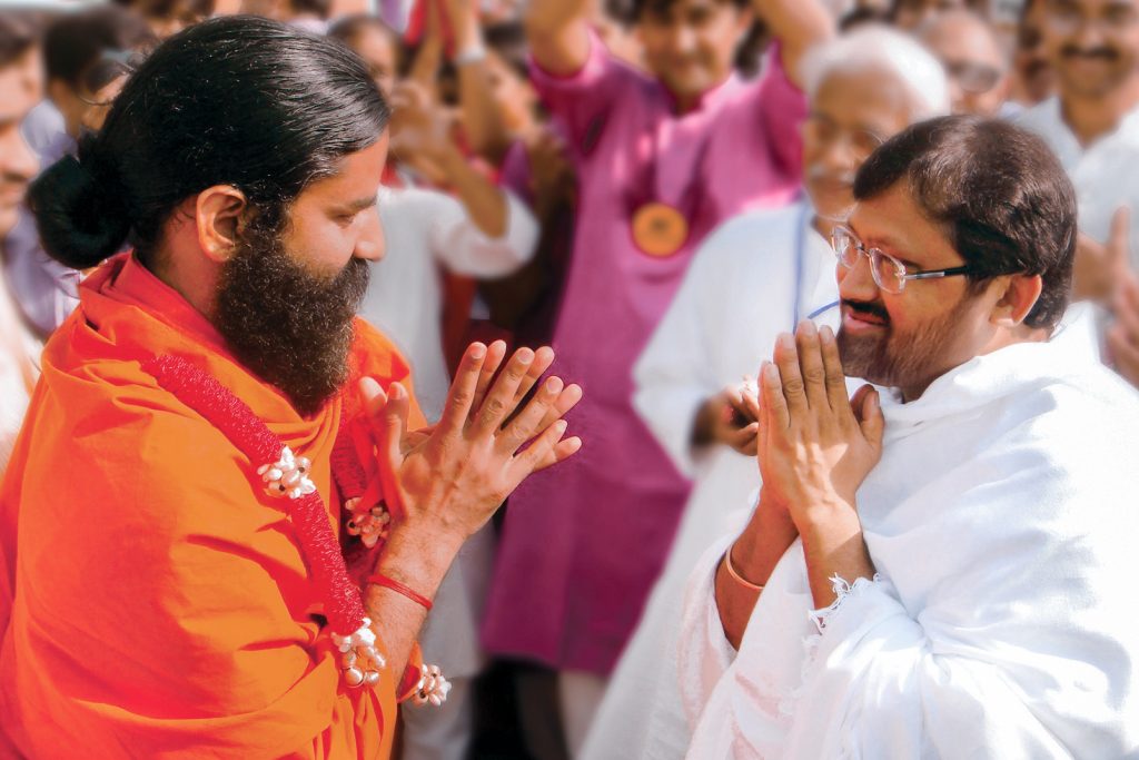 Pujya Gurudevshri Rakeshji with Swami Ramdev Baba